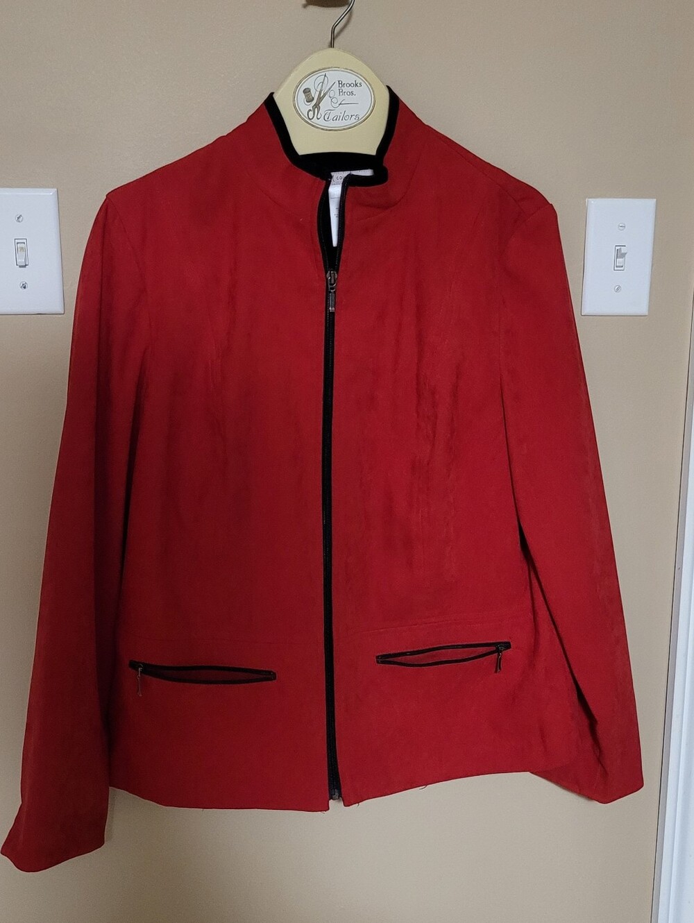 💜2 for $10💜 Bundle and save Red Zip-Front Lightweight Jacket with Black Trim
